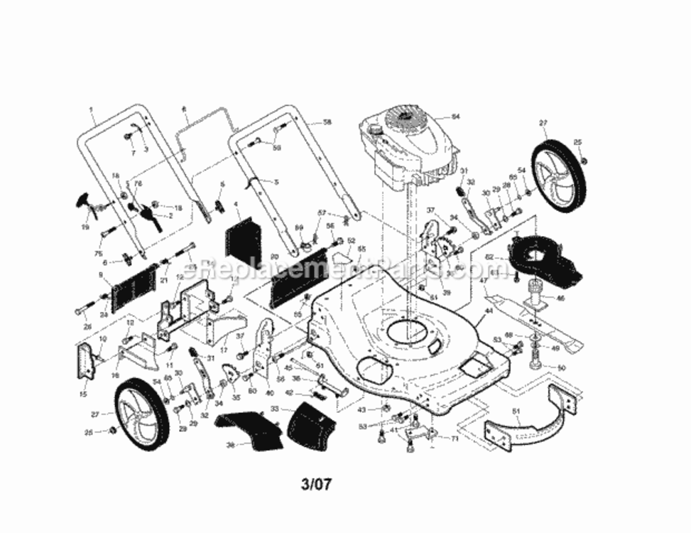 Page A Diagram and Parts List for 917371661  Craftsman Lawn Mower