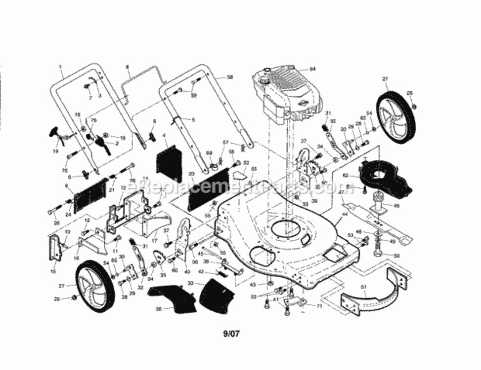 Page A Diagram and Parts List for 917371664  Craftsman Lawn Mower