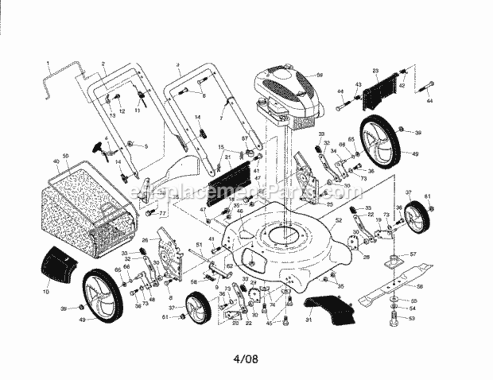 Page A Diagram and Parts List for 917371750  Craftsman Lawn Mower