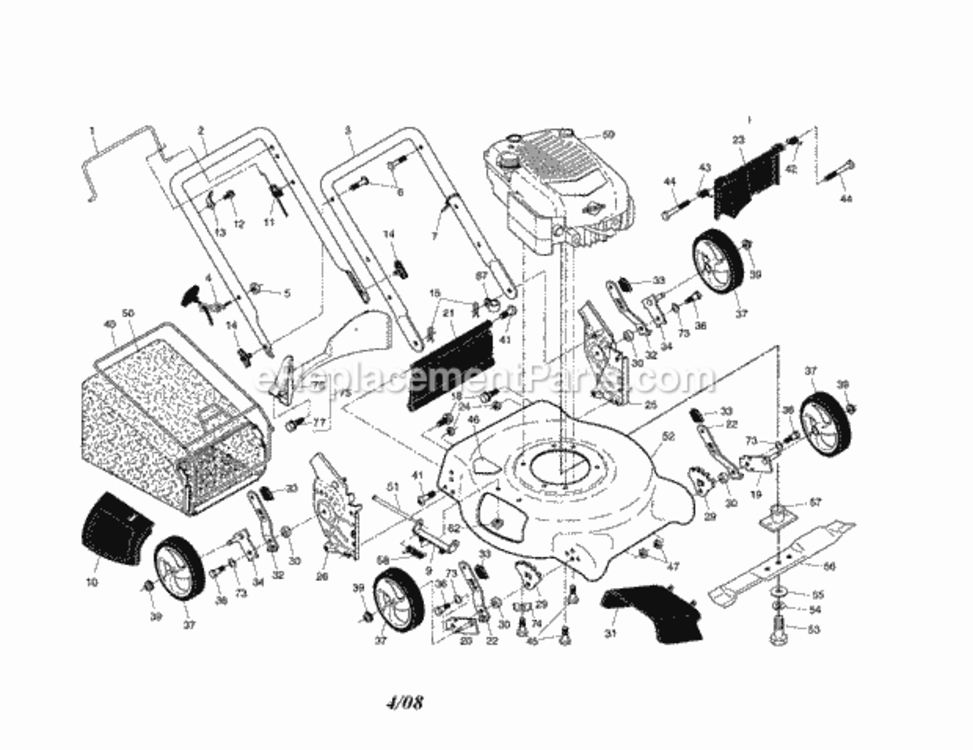 Page A Diagram and Parts List for 917371780  Craftsman Lawn Mower