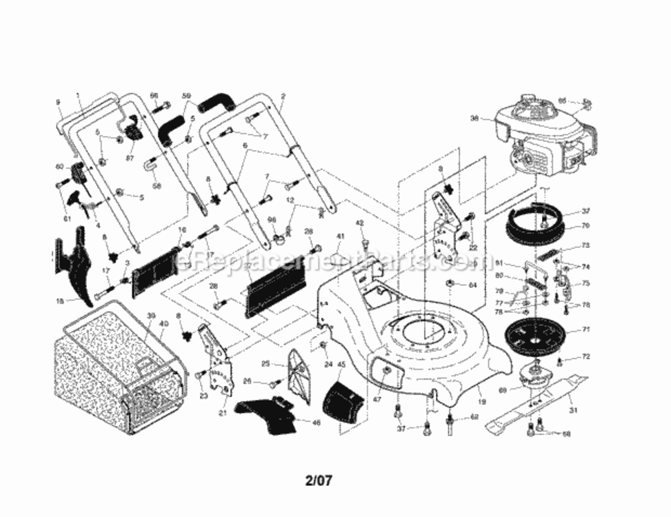 Page A Diagram and Parts List for 917371821  Craftsman Lawn Mower