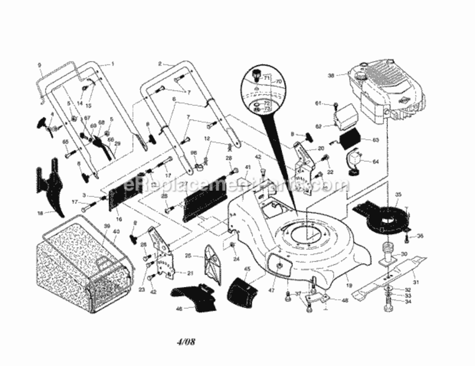 Page A Diagram and Parts List for 917371840  Craftsman Lawn Mower