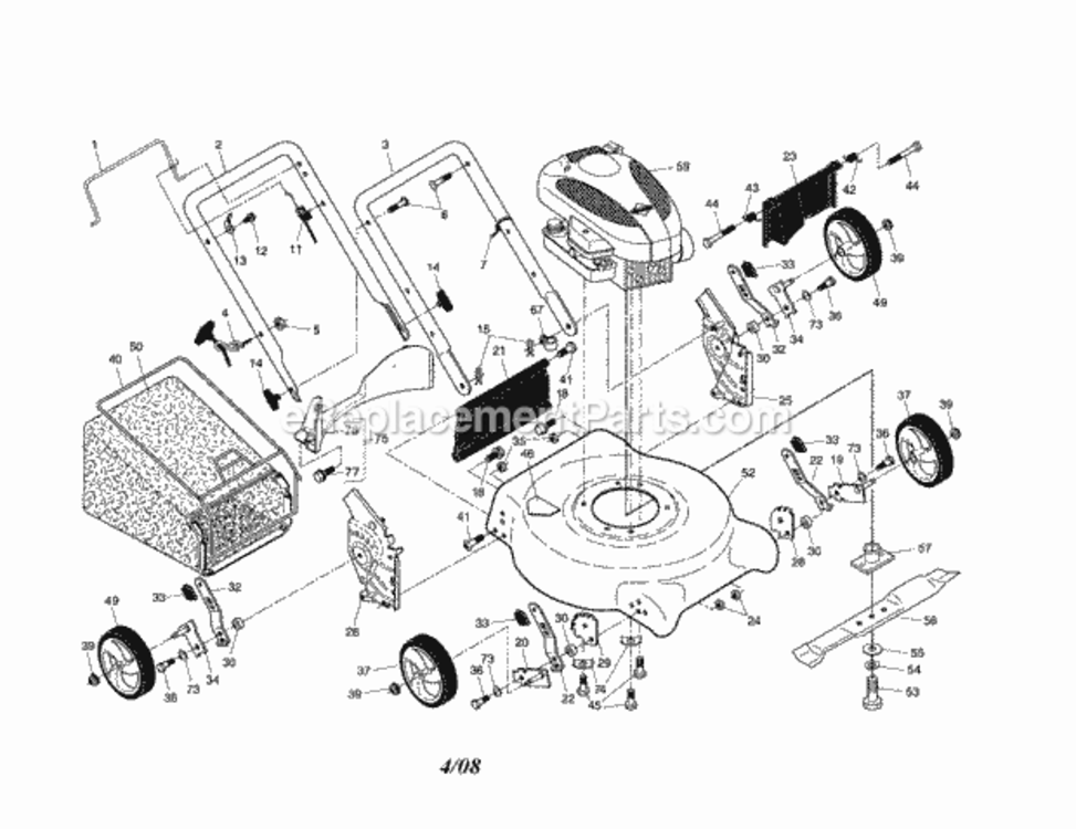 Page A Diagram and Parts List for 917371880  Craftsman Lawn Mower
