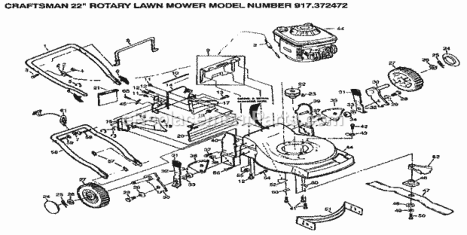 Page A Diagram and Parts List for 917372472  Craftsman Lawn Mower