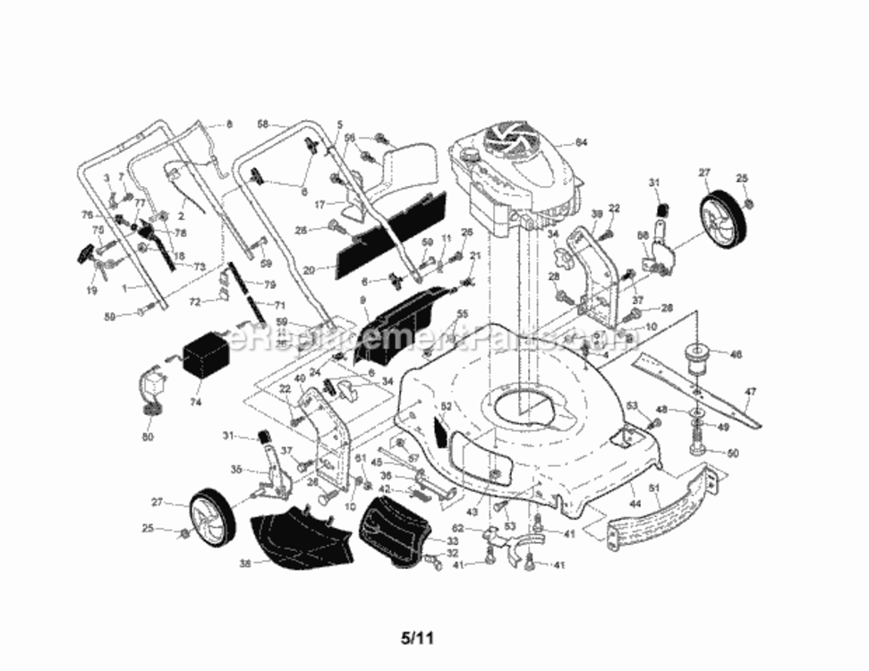 Page A Diagram and Parts List for 917374030  Craftsman Lawn Mower