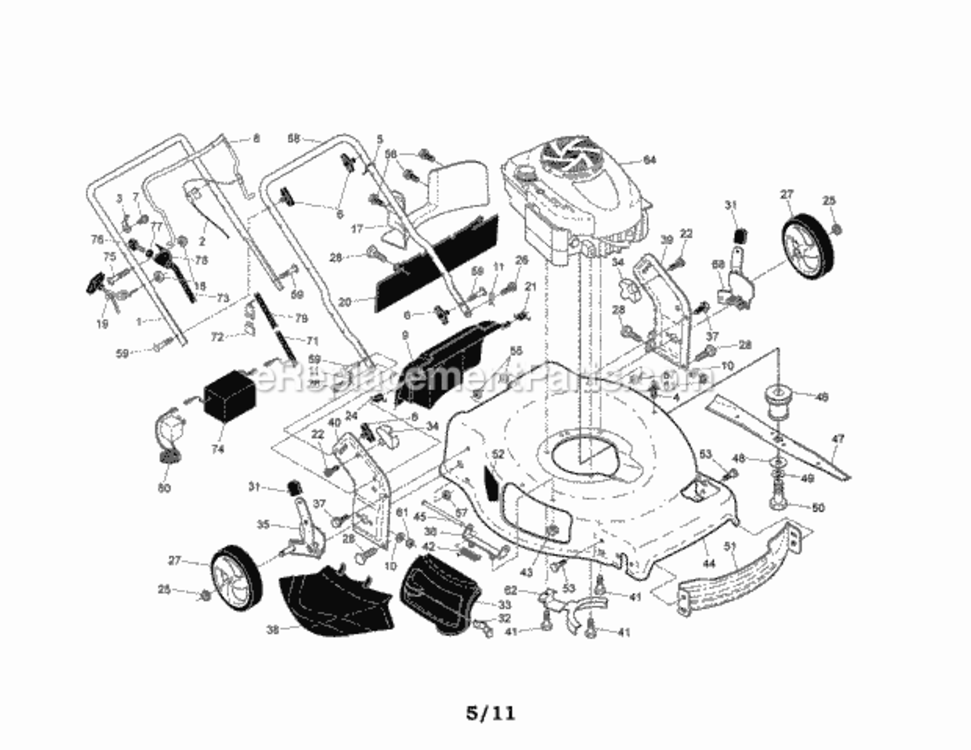 Page A Diagram and Parts List for 917374031  Craftsman Lawn Mower