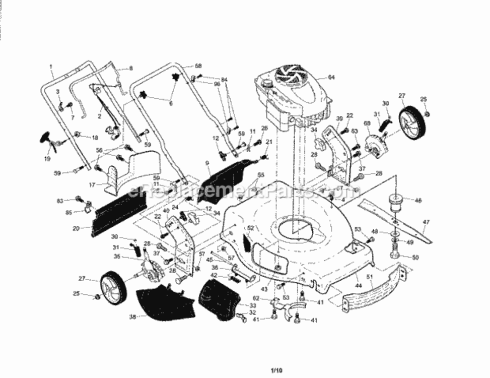 Page A Diagram and Parts List for 917374043  Craftsman Lawn Mower