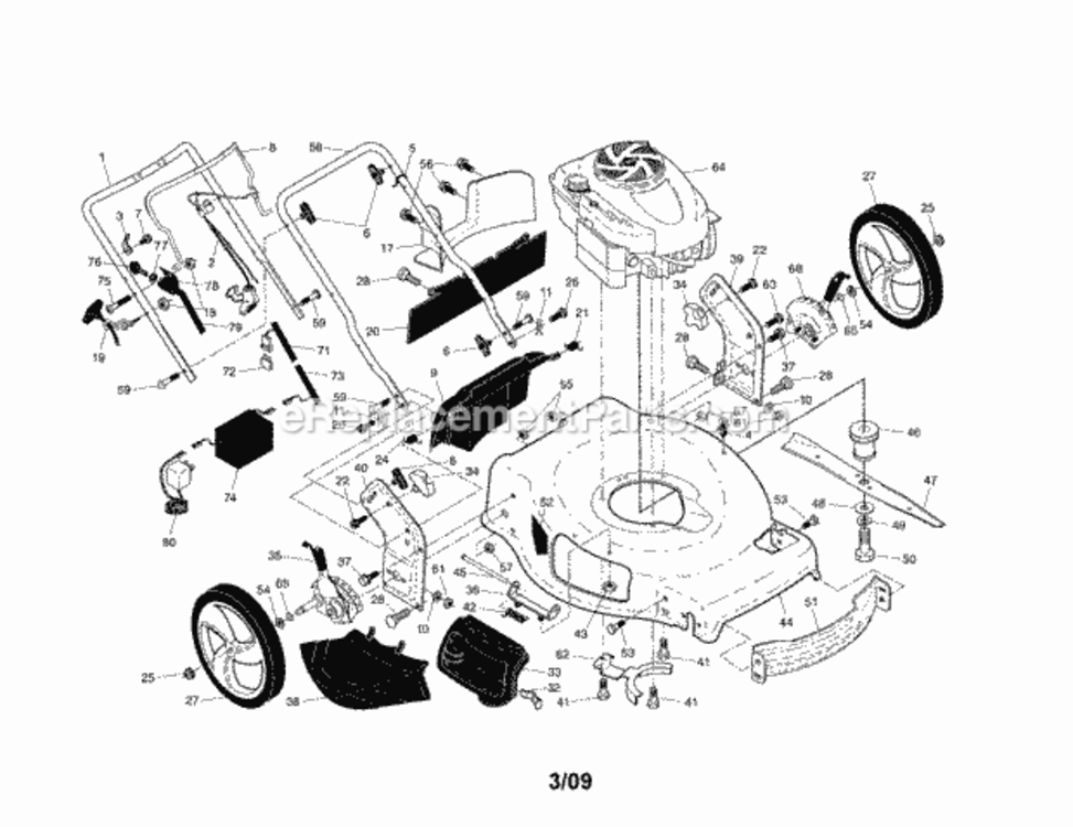Page A Diagram and Parts List for 917374060  Craftsman Lawn Mower