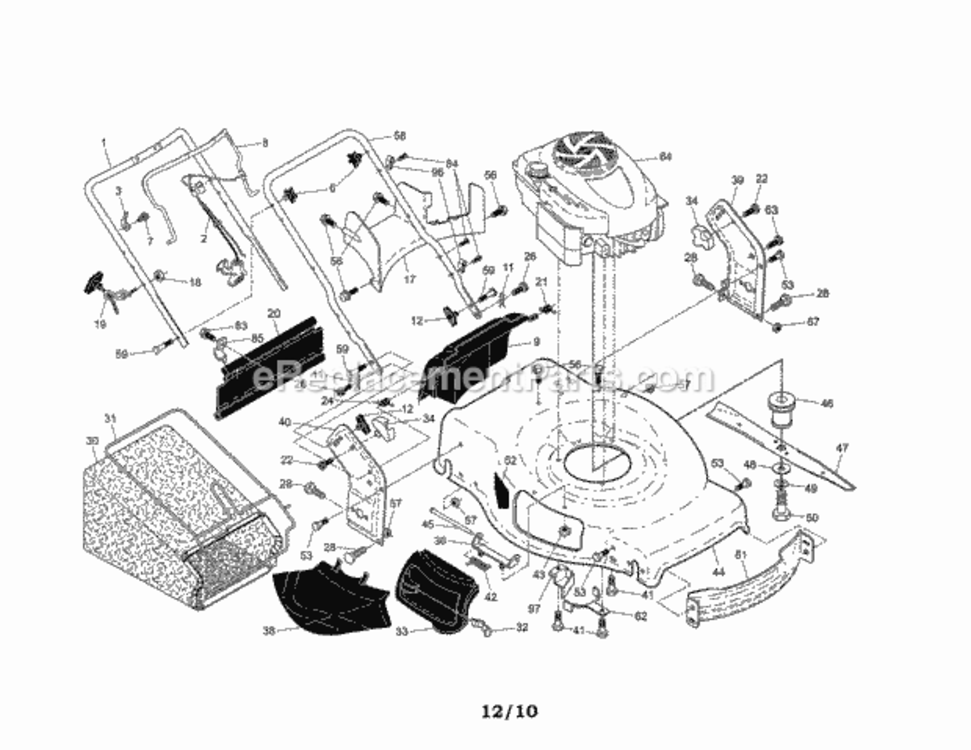 Page A Diagram and Parts List for 917374094  Craftsman Lawn Mower