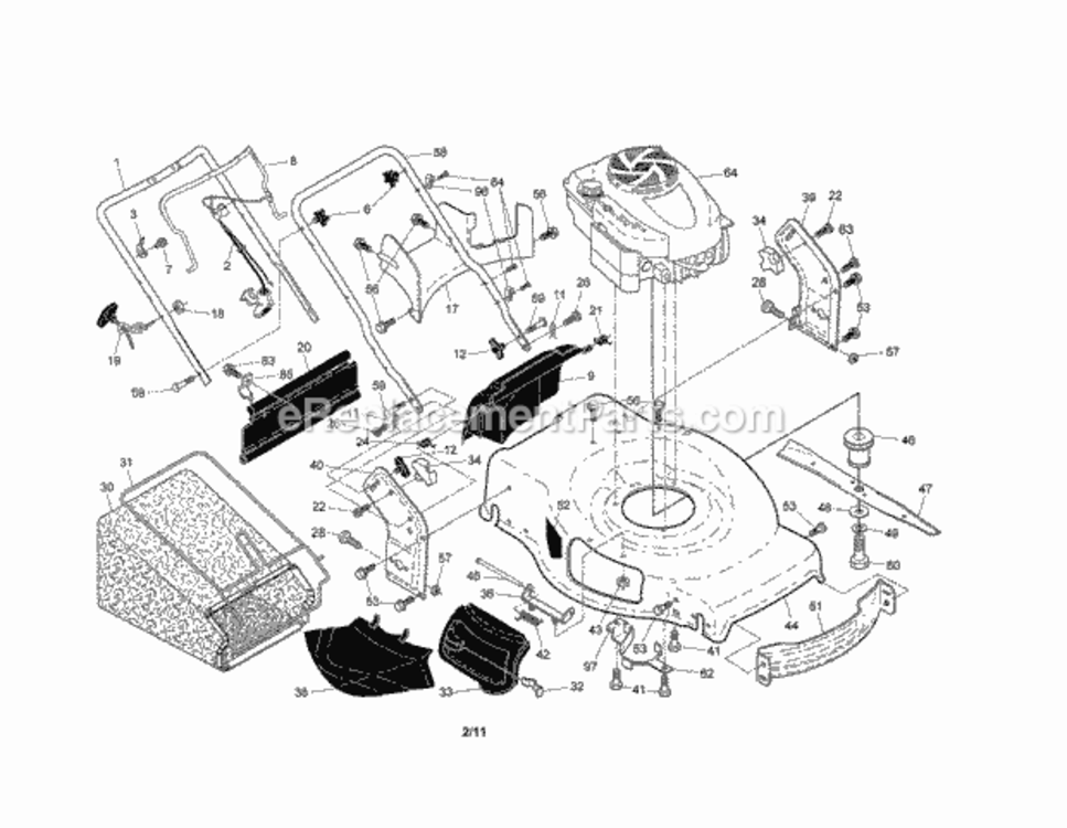 Page A Diagram and Parts List for 917374095  Craftsman Lawn Mower