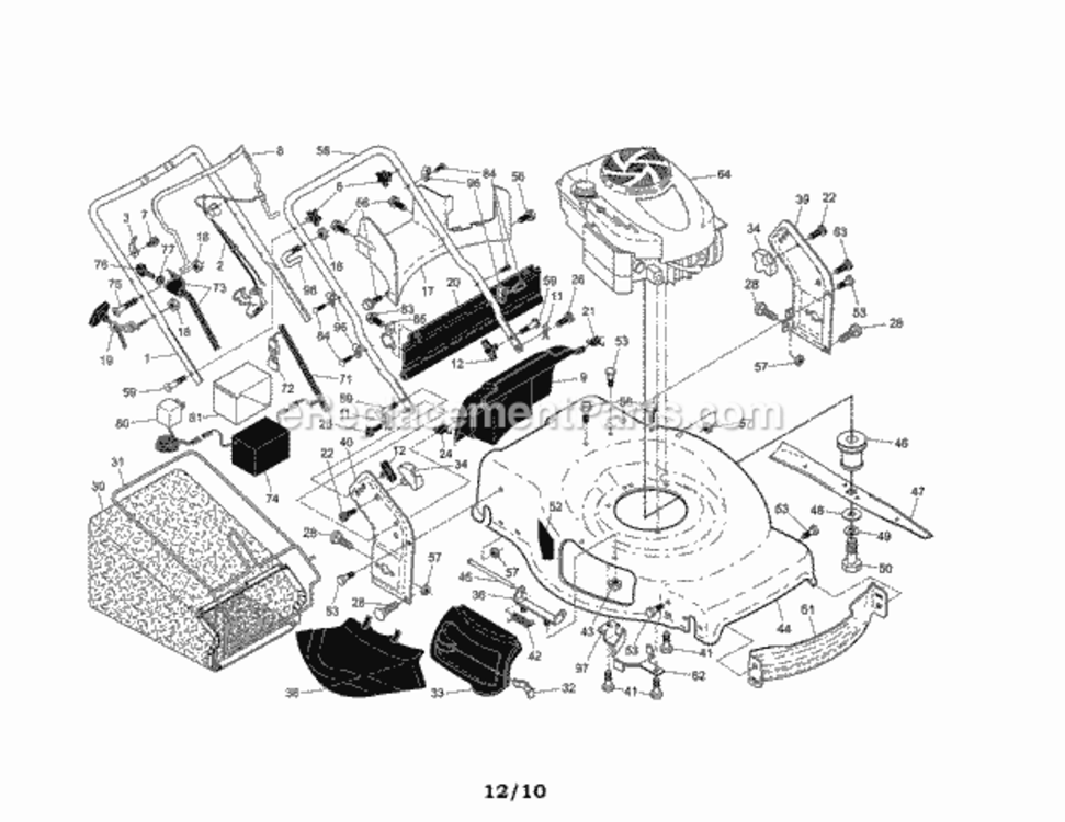 Page A Diagram and Parts List for 917374104  Craftsman Lawn Mower