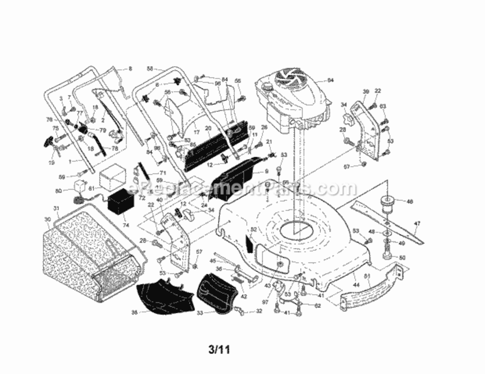 Page A Diagram and Parts List for 917374105  Craftsman Lawn Mower