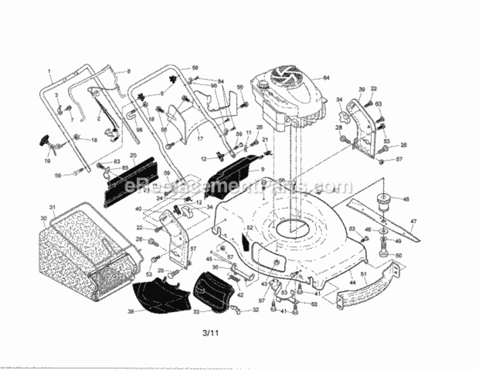 Page A Diagram and Parts List for 917374357  Craftsman Lawn Mower