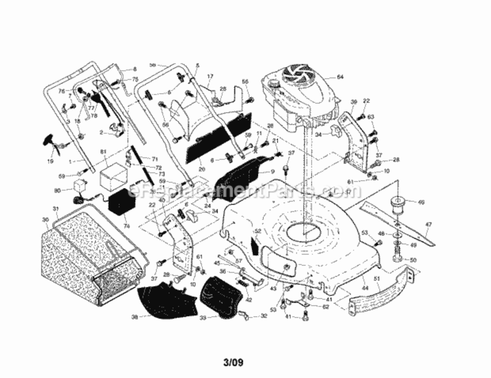 Page A Diagram and Parts List for 917374361  Craftsman Lawn Mower