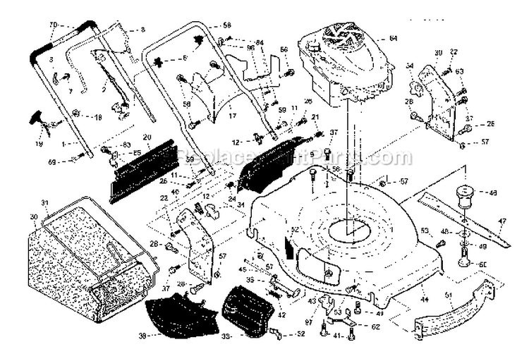 EngineHousingHandle Diagram and Parts List for 917374541  Craftsman Lawn Mower