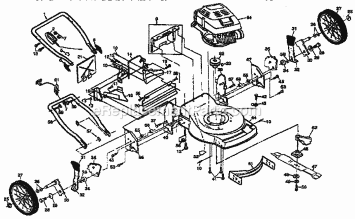 Page B Diagram and Parts List for 917374590  Craftsman Lawn Mower