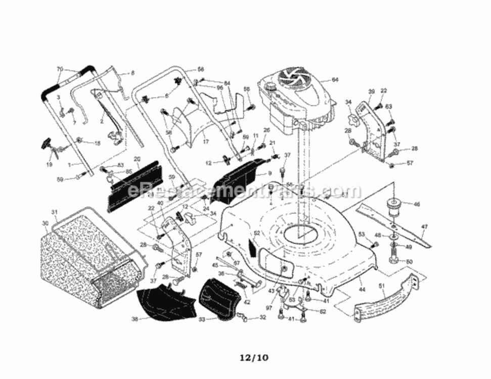 Page A Diagram and Parts List for 917374942  Craftsman Lawn Mower