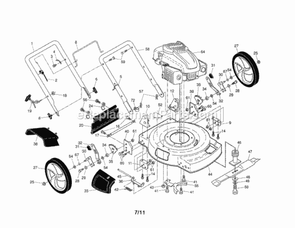 Page A Diagram and Parts List for 917375021  Craftsman Lawn Mower