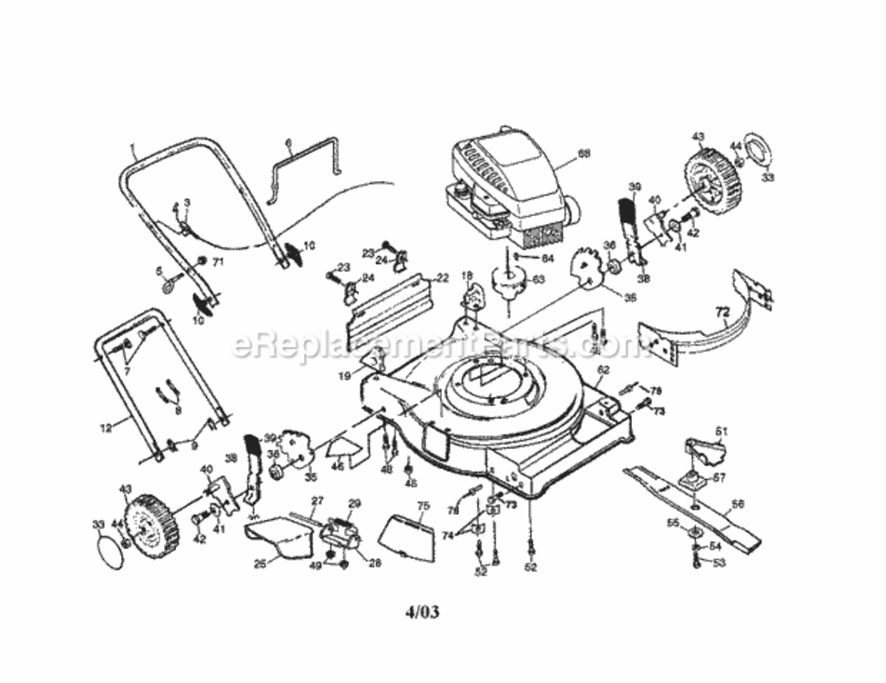 Page A Diagram and Parts List for 917376041  Craftsman Lawn Mower