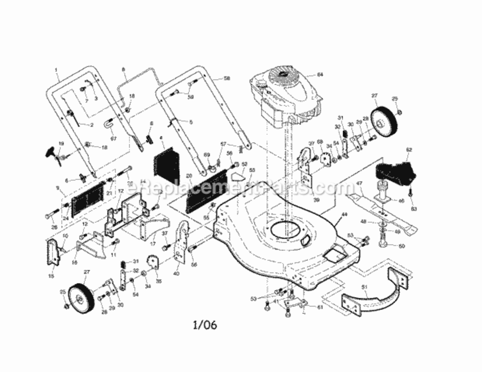 Page A Diagram and Parts List for 917376050  Craftsman Lawn Mower