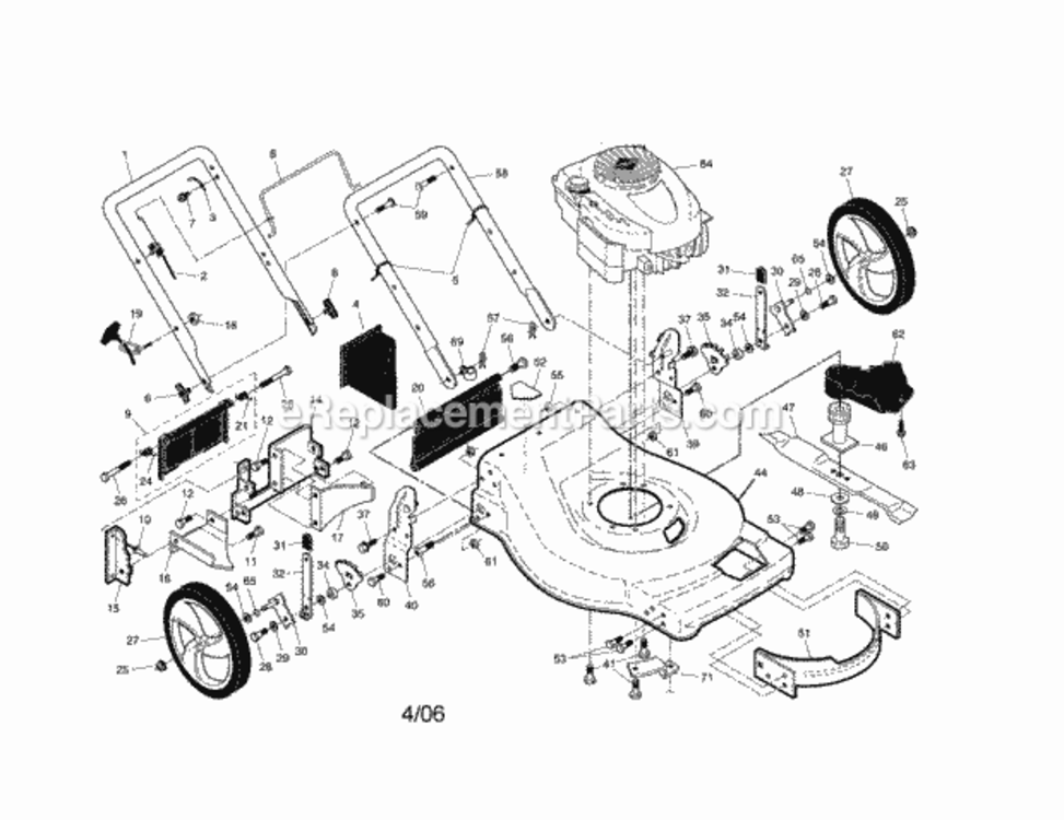 Page A Diagram and Parts List for 917376060  Craftsman Lawn Mower