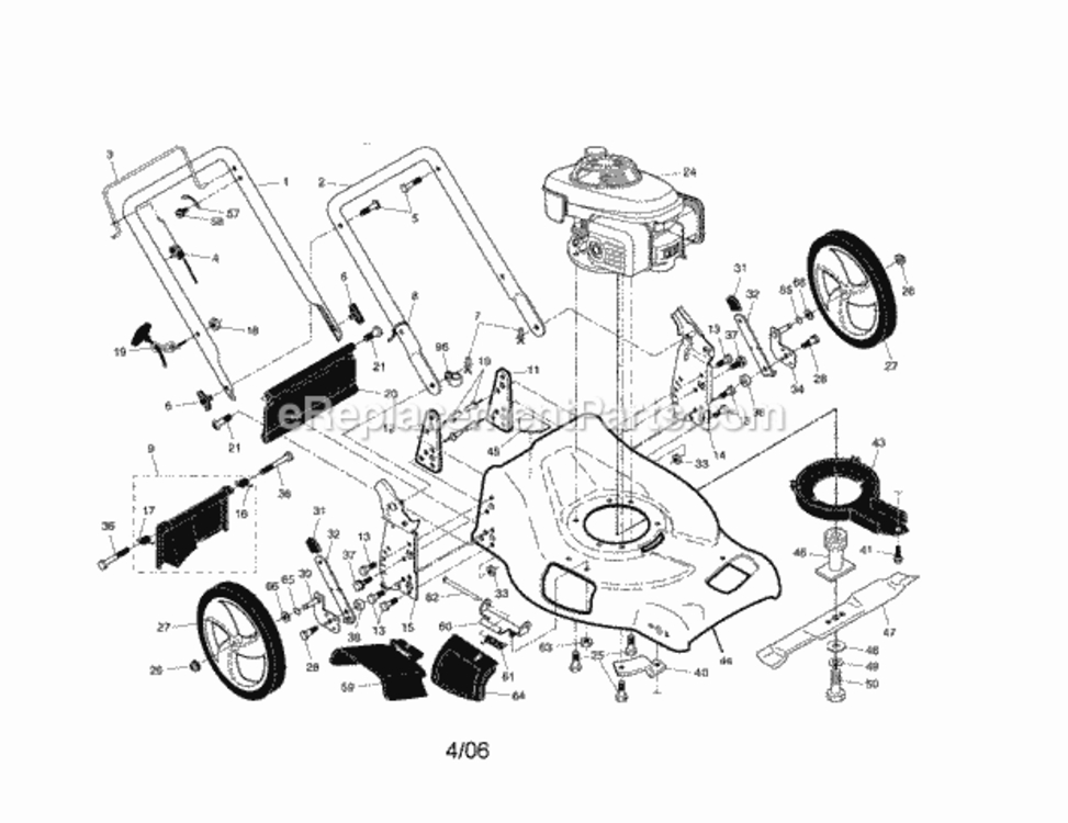 Page A Diagram and Parts List for 917376090  Craftsman Lawn Mower