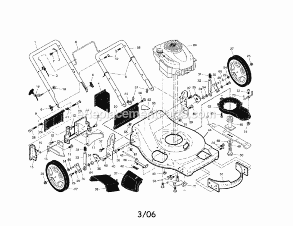 Page A Diagram and Parts List for 917376161  Craftsman Lawn Mower