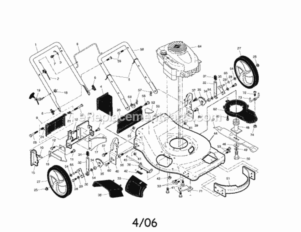Page A Diagram and Parts List for 917376163  Craftsman Lawn Mower