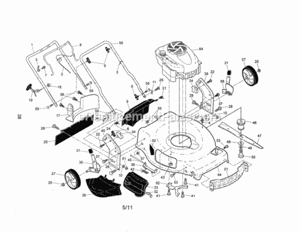 Page A Diagram and Parts List for 917376223  Craftsman Lawn Mower