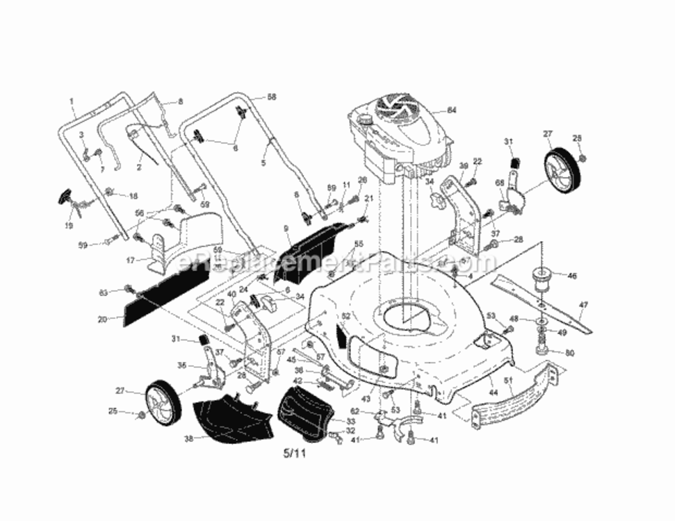 Page A Diagram and Parts List for 917376225  Craftsman Lawn Mower