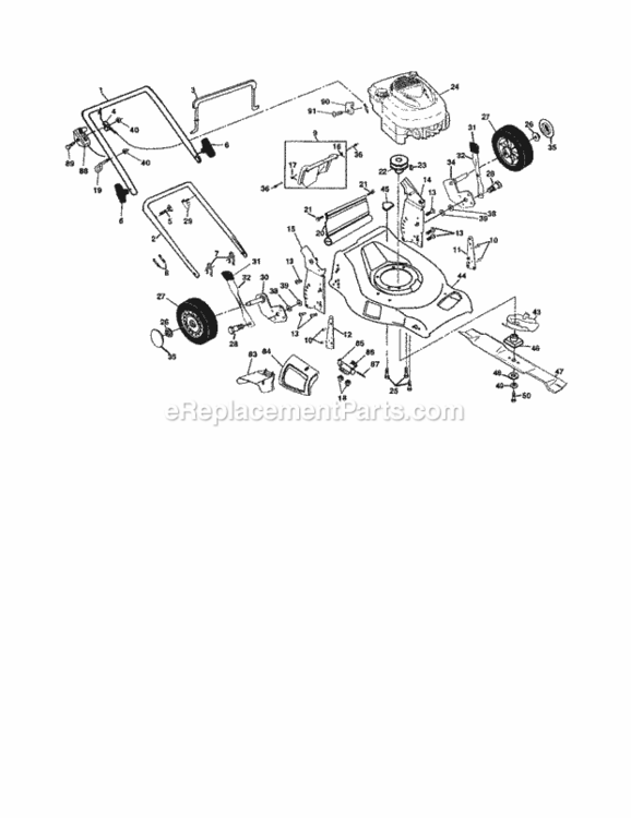 Page B Diagram and Parts List for 917376410  Craftsman Lawn Mower
