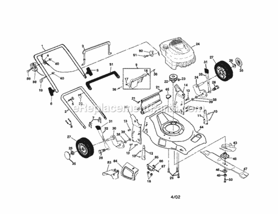 Page A Diagram and Parts List for 917376411  Craftsman Lawn Mower