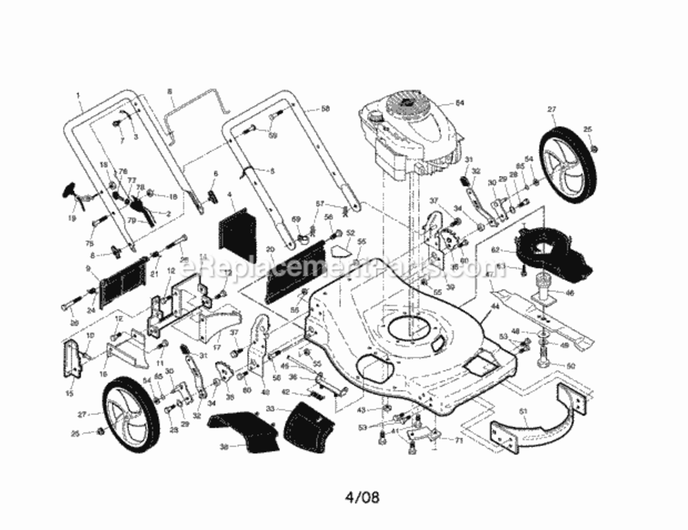 Page A Diagram and Parts List for 917376480  Craftsman Lawn Mower
