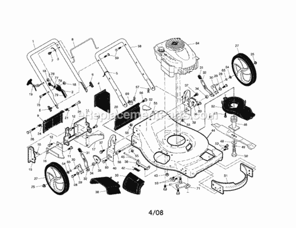 Page A Diagram and Parts List for 917376481  Craftsman Lawn Mower