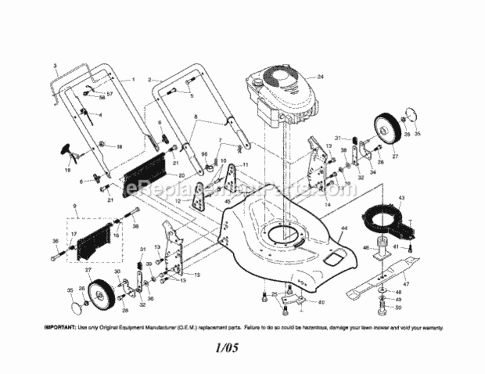 Page A Diagram and Parts List for 917376522  Craftsman Lawn Mower