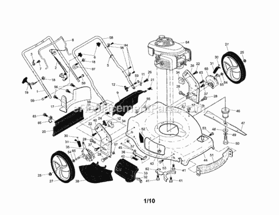 Page A Diagram and Parts List for 917376543  Craftsman Lawn Mower
