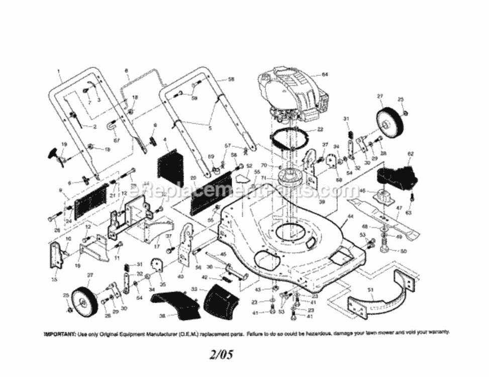 Page A Diagram and Parts List for 917376630  Craftsman Lawn Mower