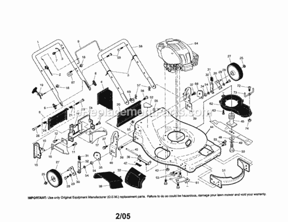 Page A Diagram and Parts List for 917376631  Craftsman Lawn Mower