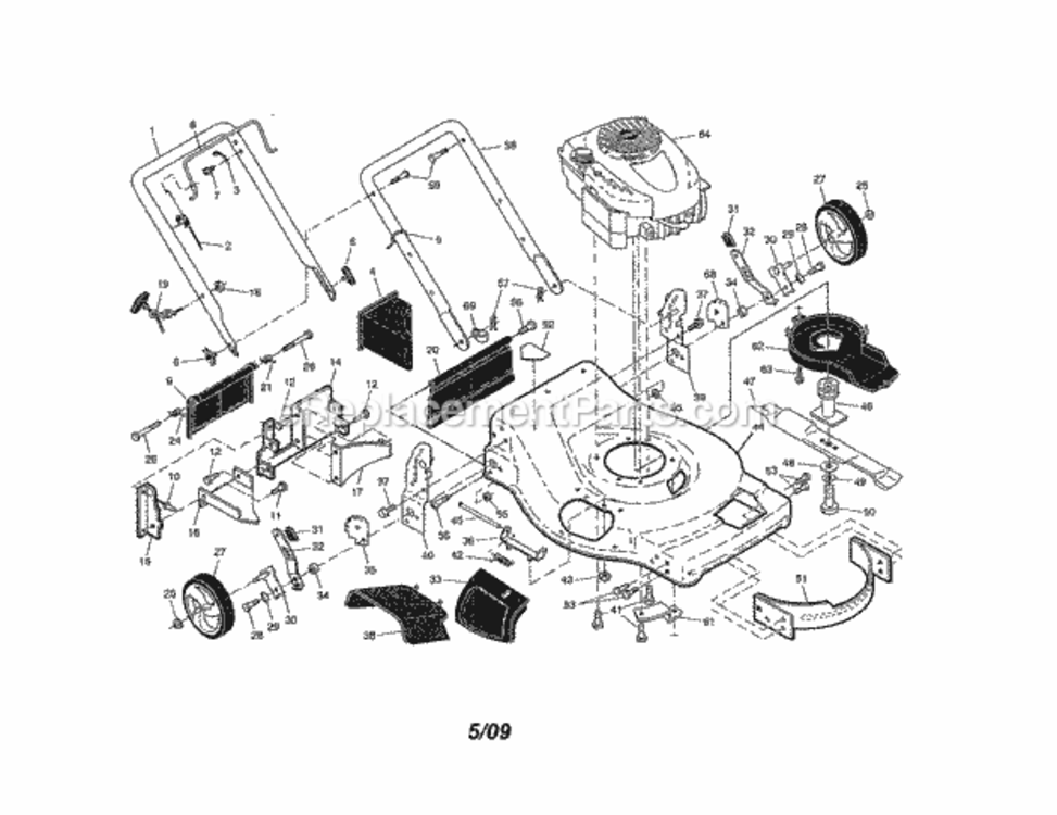 Page A Diagram and Parts List for 917376658  Craftsman Lawn Mower