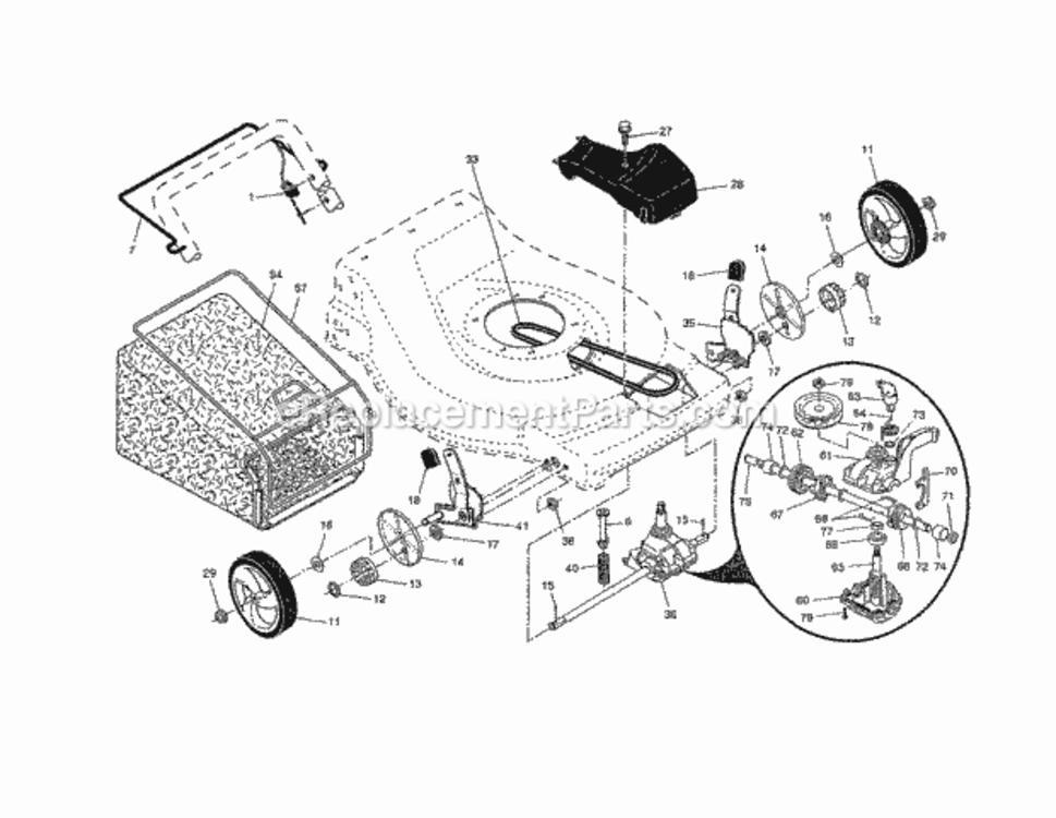 Page B Diagram and Parts List for 917376658  Craftsman Lawn Mower