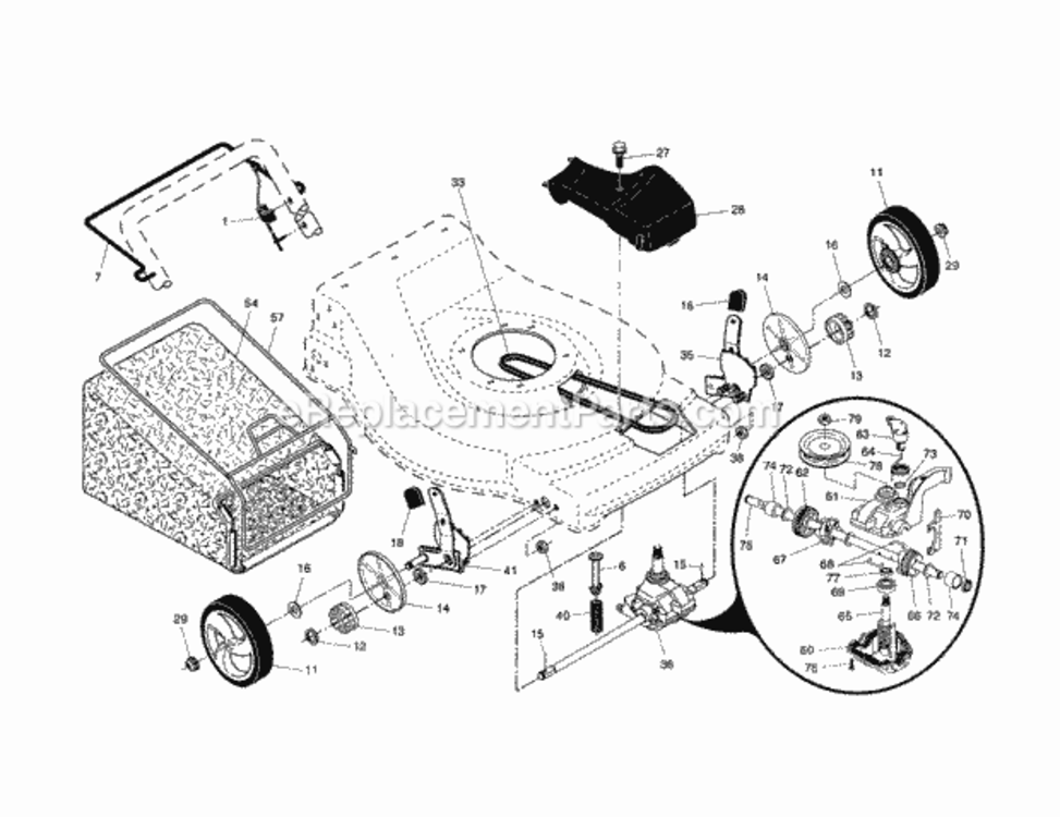 Page B Diagram and Parts List for 917376659  Craftsman Lawn Mower