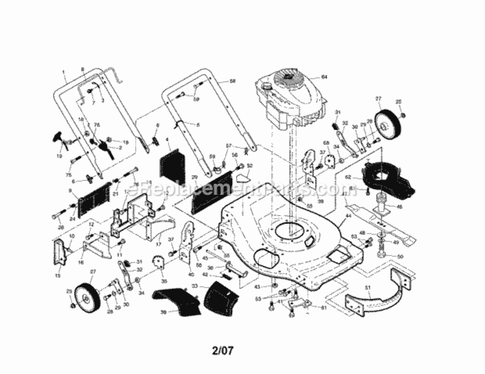 Page A Diagram and Parts List for 917376661  Craftsman Lawn Mower