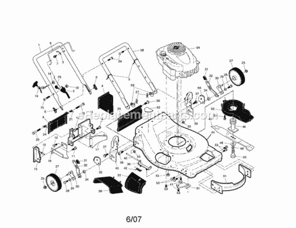Page A Diagram and Parts List for 917376662  Craftsman Lawn Mower