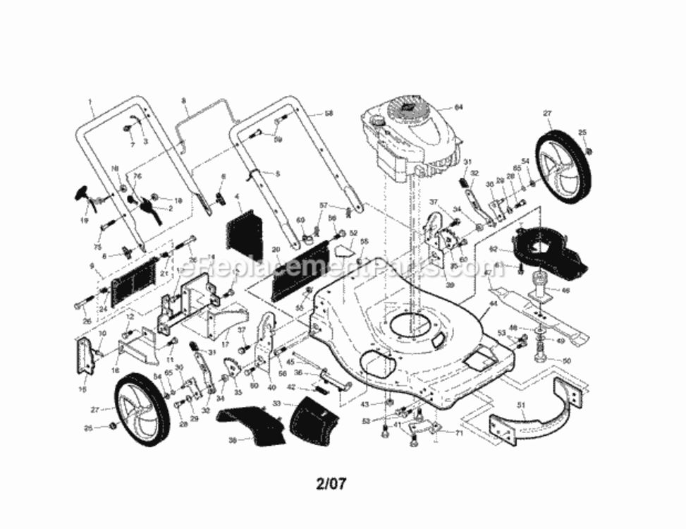 Page A Diagram and Parts List for 917376680  Craftsman Lawn Mower