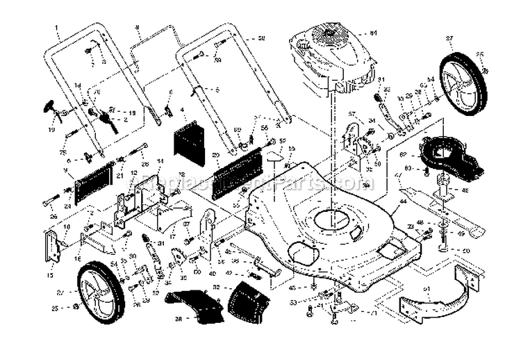 EngineHousingHandle Diagram and Parts List for 917376681  Craftsman Lawn Mower