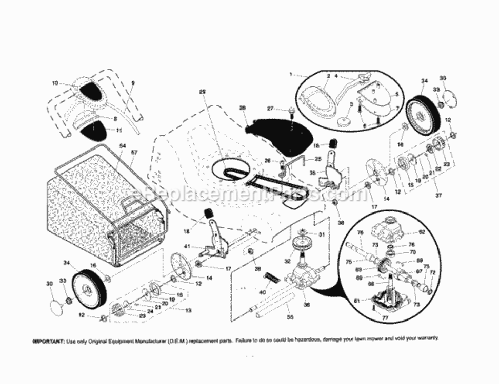 Page B Diagram and Parts List for 917376690  Craftsman Lawn Mower