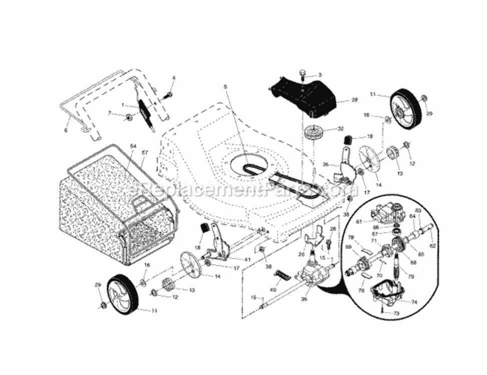 Page B Diagram and Parts List for 917376735  Craftsman Lawn Mower