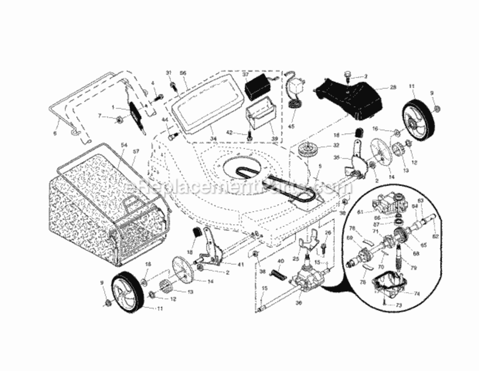 Page B Diagram and Parts List for 917376745  Craftsman Lawn Mower