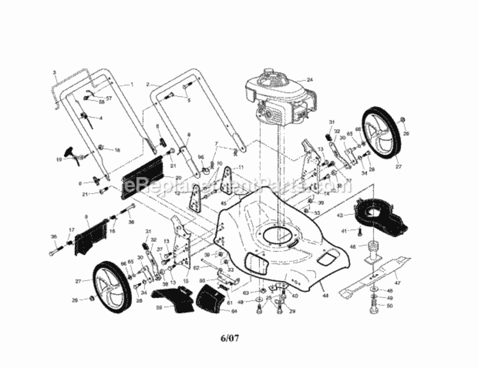 Page A Diagram and Parts List for 917376783  Craftsman Lawn Mower