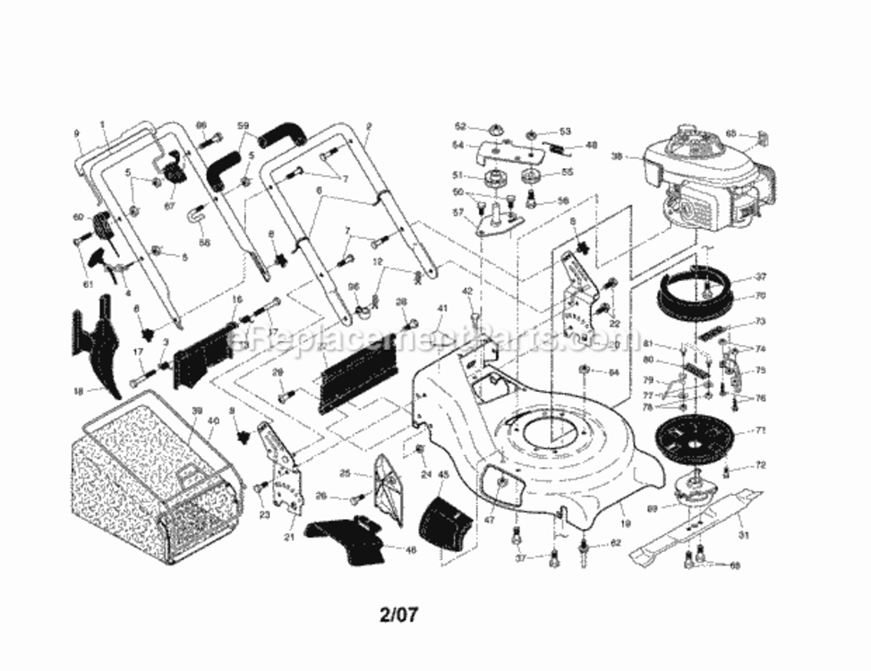 Page A Diagram and Parts List for 917377040  Craftsman Lawn Mower
